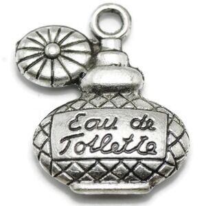 8pcs Perfume Bottle Charms Silvertone Eau de Toilette jewelry making supplies
